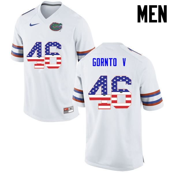 NCAA Florida Gators Harry Gornto V Men's #46 USA Flag Fashion Nike White Stitched Authentic College Football Jersey WUK1164PJ